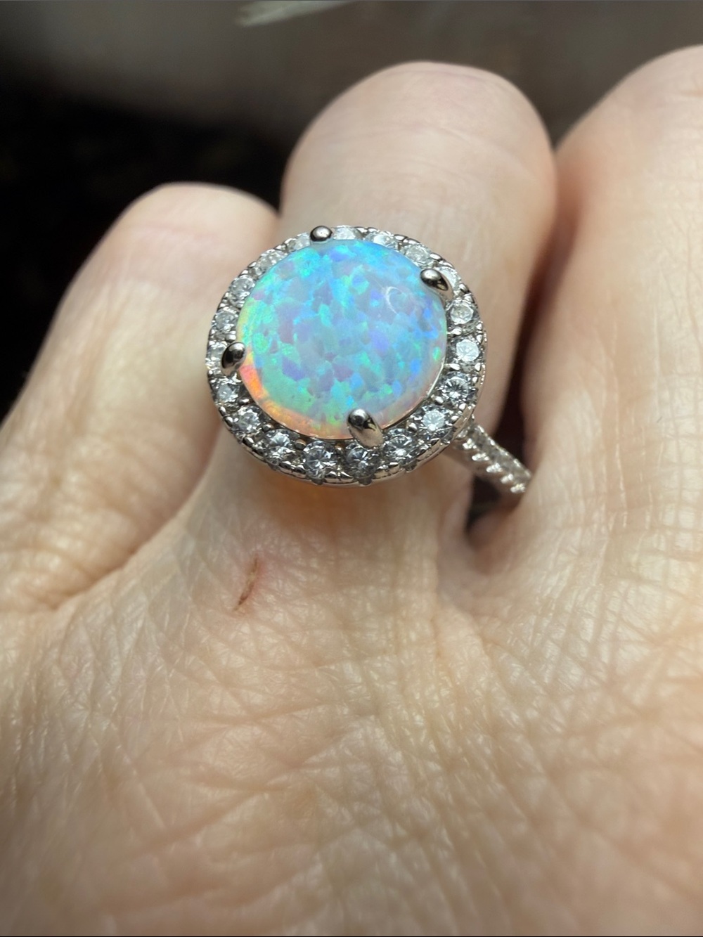 2 CT Opal ring 925 Sterling Silver surround by GRA CERTIFIED MOISSANITE DIAMONDS - Picture 10 of 11
